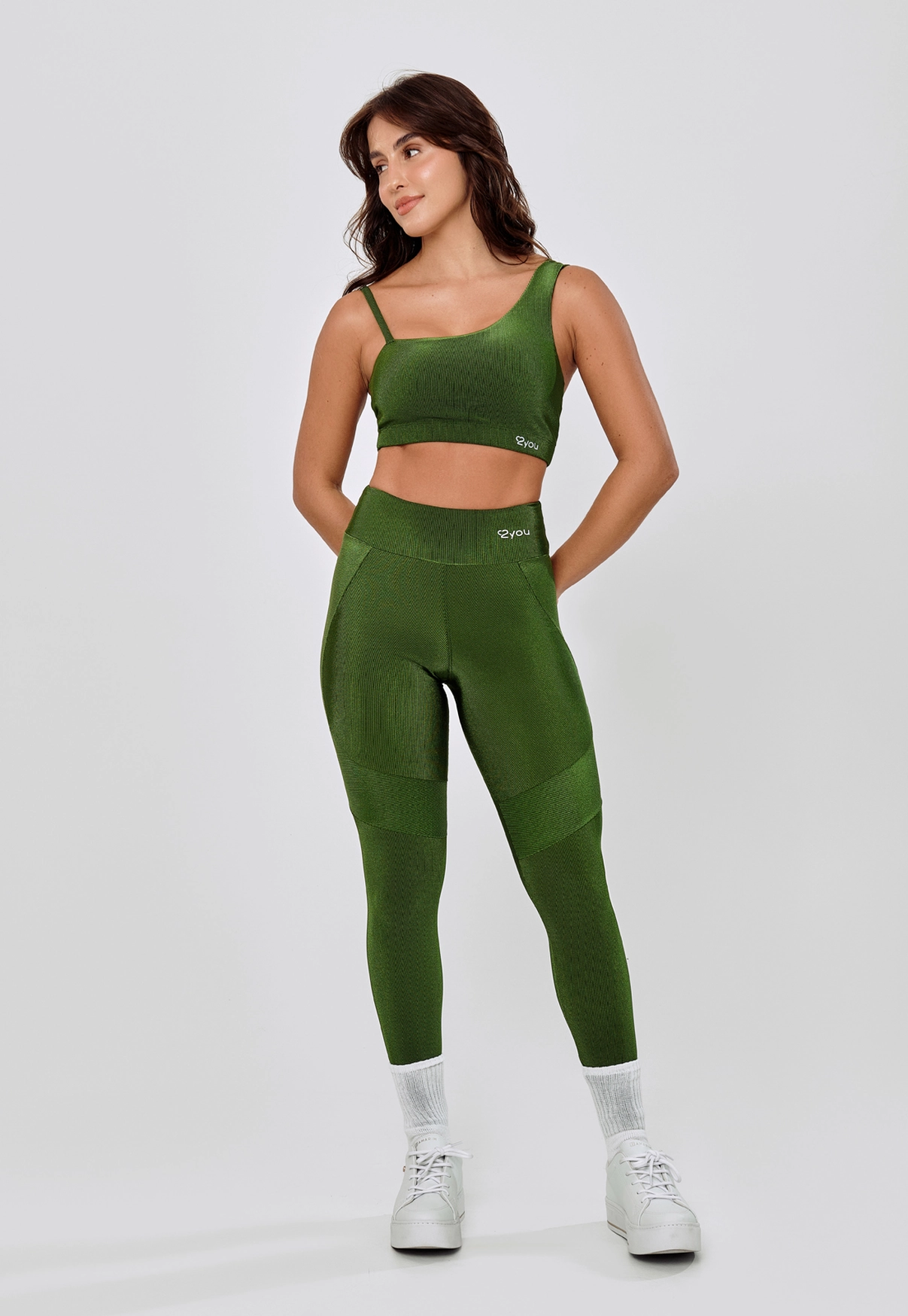LEGGING RECORTE FRENTE POLIAMIDA - VERDE ELITE