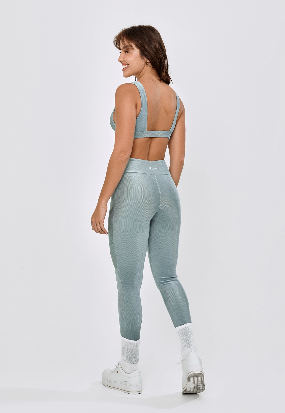 LEGGING RECORTE FRENTE POLIAMIDA - AZUL PEDRA
