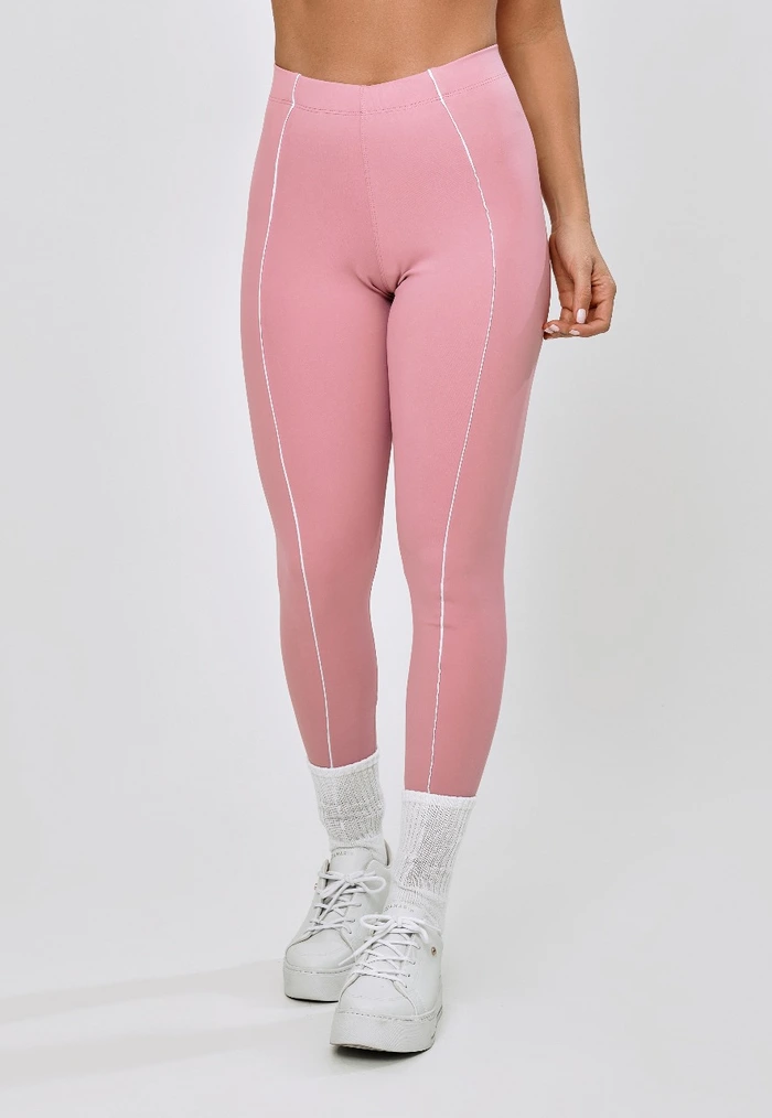 CALÇA LEGGING COM VIVO NA FRENTE ROSA QUARTZO