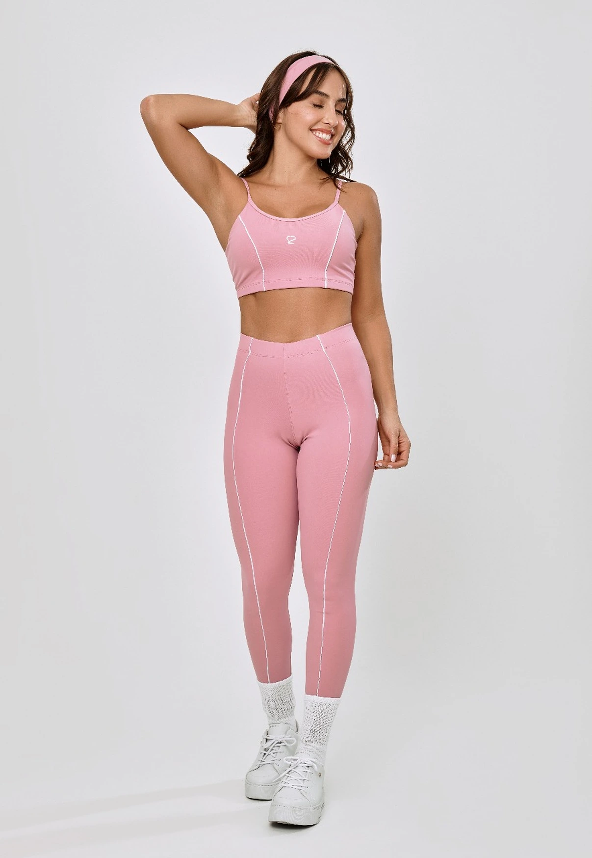 CALÇA LEGGING COM VIVO NA FRENTE ROSA QUARTZO