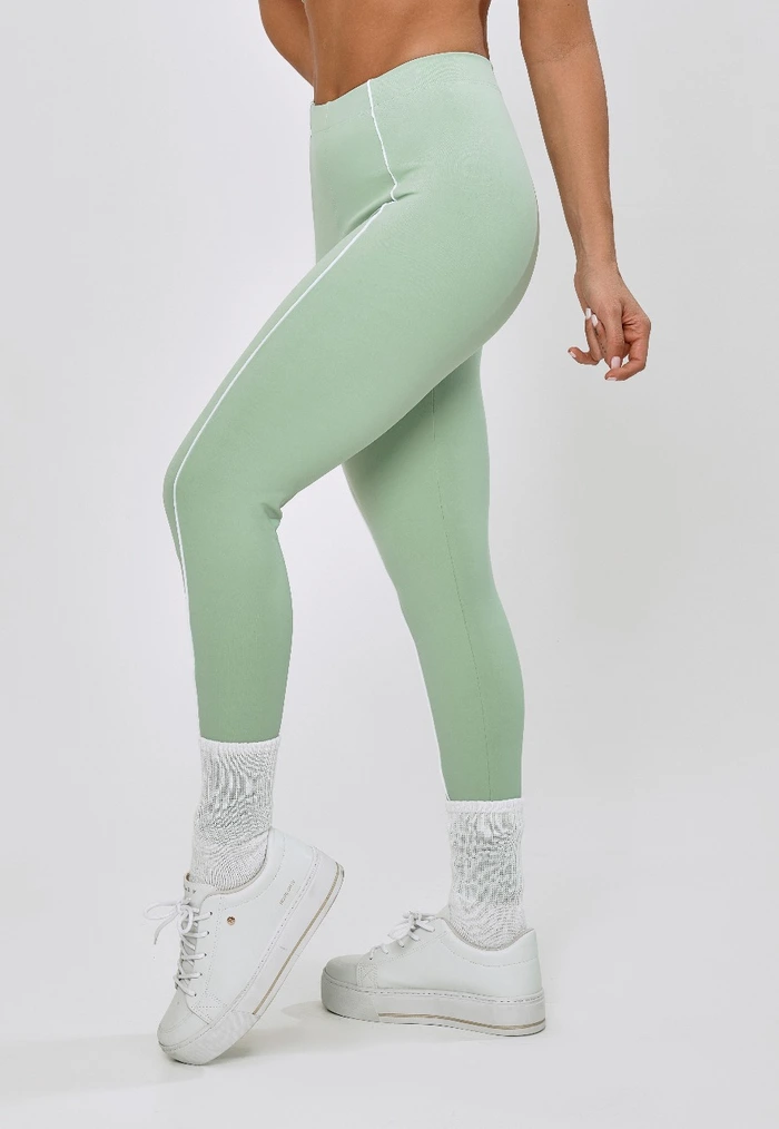 CALÇA LEGGING COM VIVO NA FRENTE VERDE ALOE