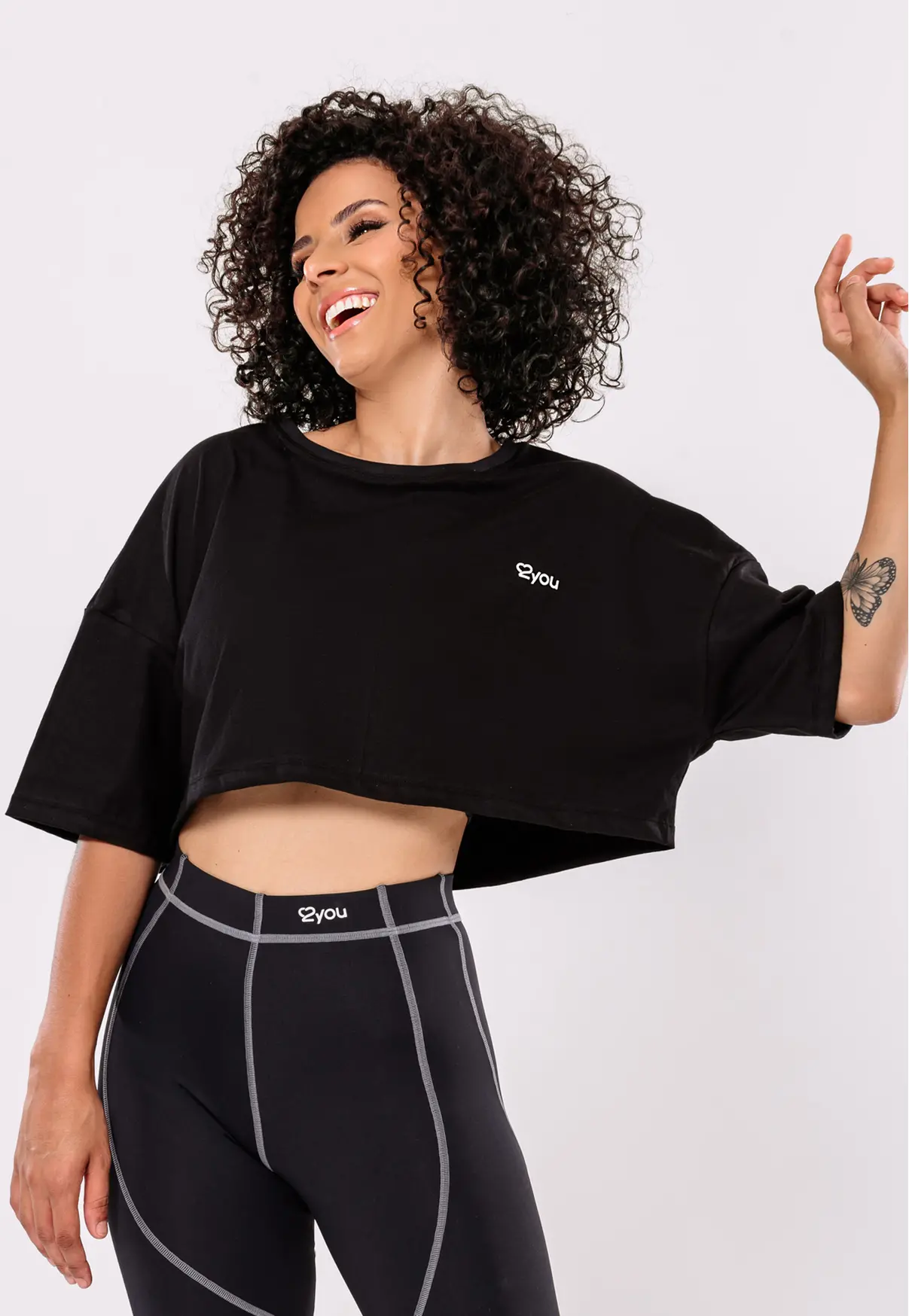 CROPPED COM SILK 2YOU 100% ALGODÃO PRETO