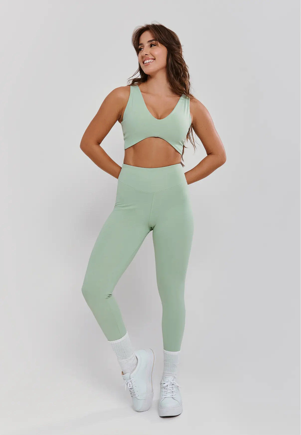 LEGGING CÓS ACENTUADO E SILK VERDE ALOE - POLIAMIDA FIO DUPLO