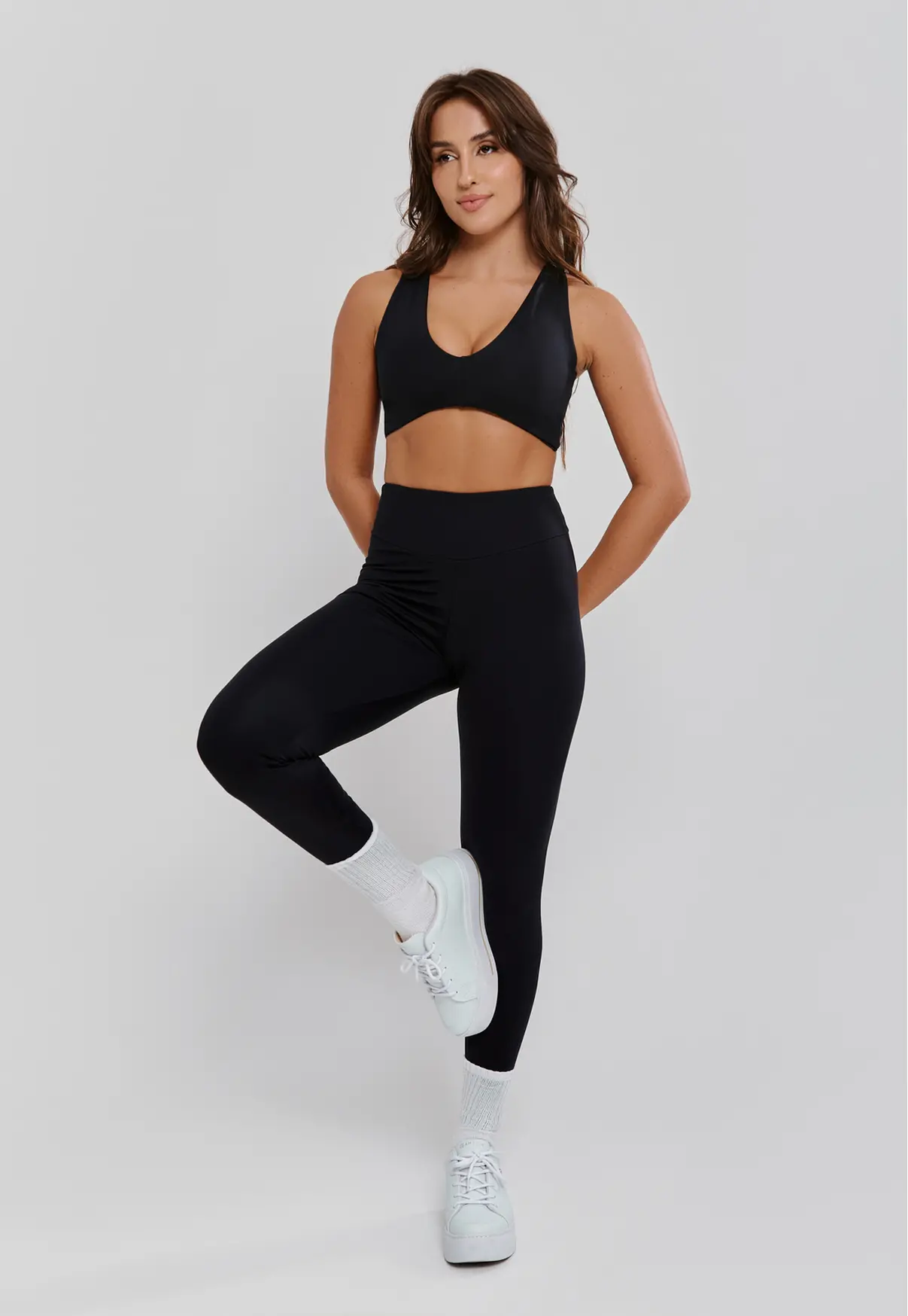 LEGGING CÓS ACENTUADO E SILK PRETO- POLIAMIDA FIO DUPLO