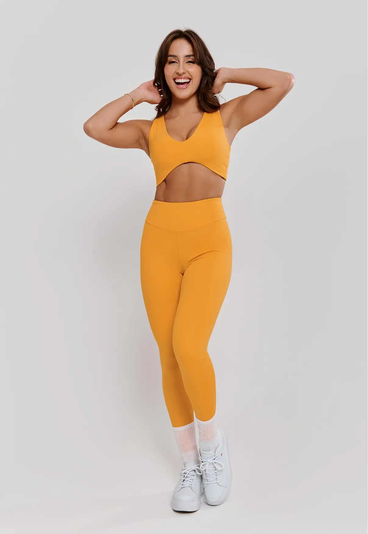 LEGGING CÓS ACENTUADO E SILK LARANJA AMBAR- POLIAMIDA FIO DUPLO