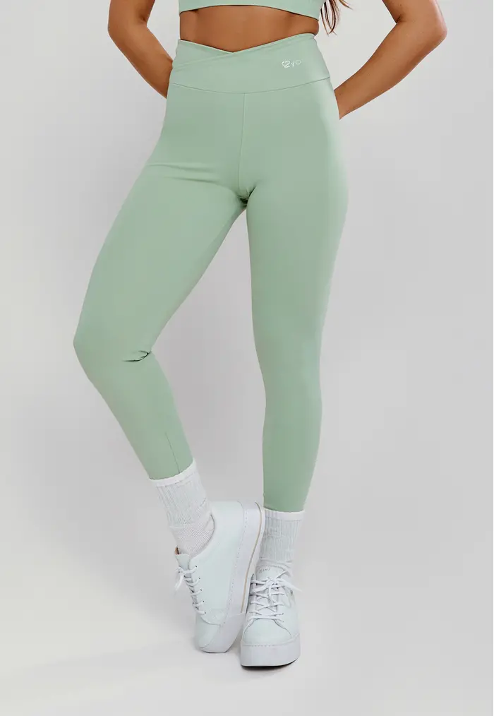 LEGGING CÓS CRUZADO VERDE ALOE - POLIAMIDA FIO DUPLO