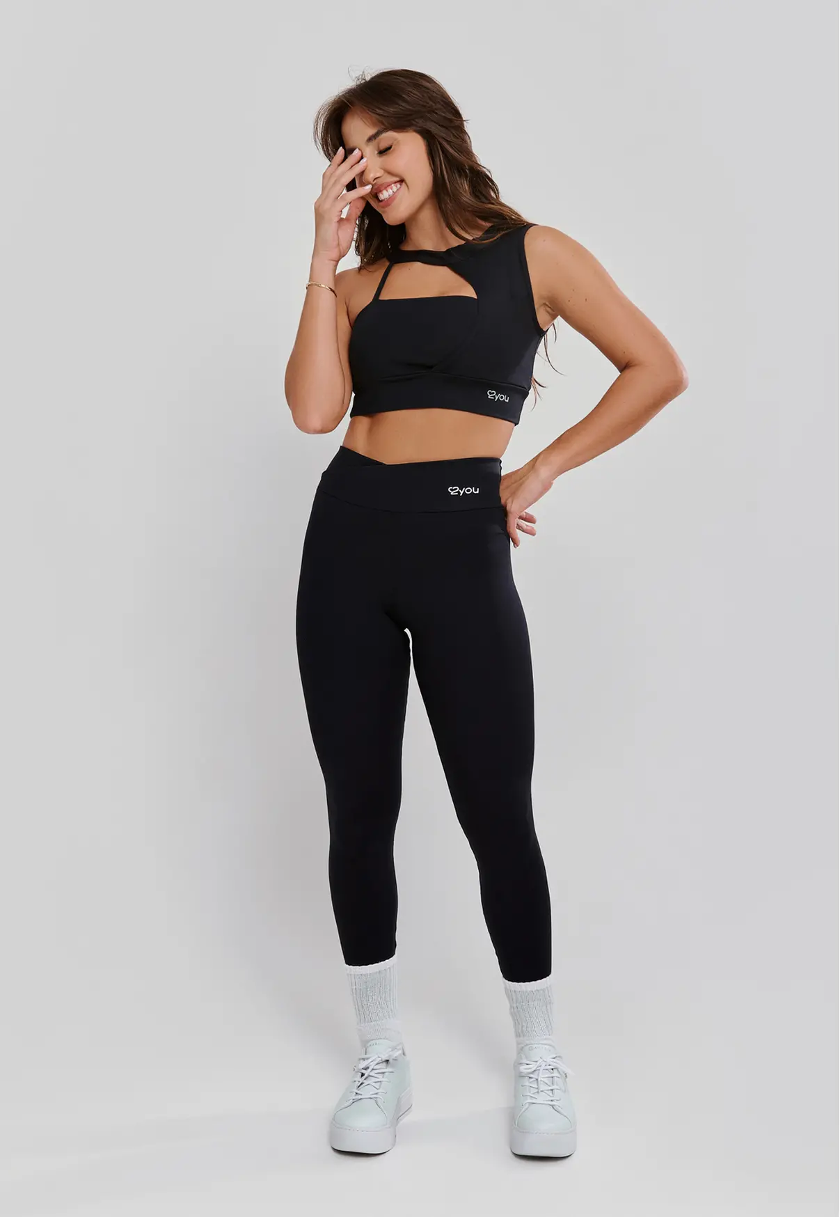 LEGGING CÓS CRUZADO PRETO - POLIAMIDA FIO DUPLO