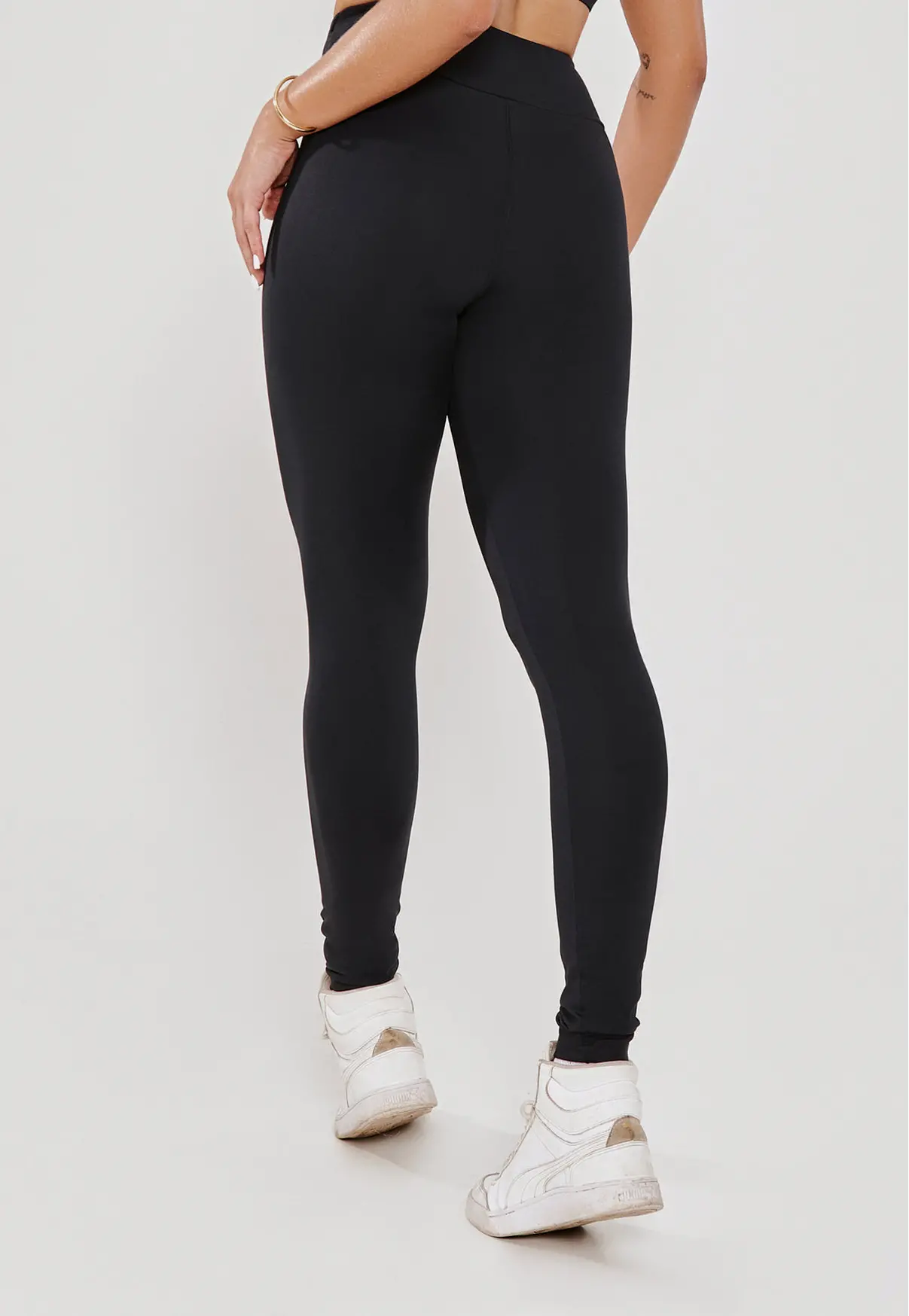 LEGGING CÓS ASSIMÉTRICO PRETO- POLIAMIDA FIO DUPLO