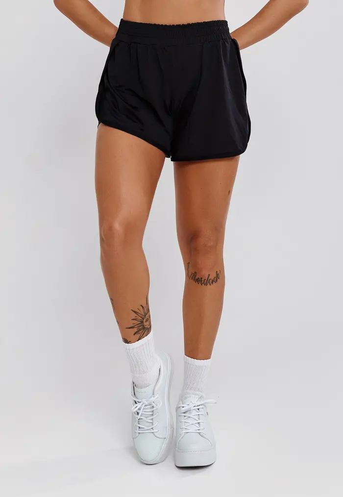 SHORT-SHORT BEACH TENNIS E CORRIDA PRETO - POLIAMIDA FIO DUPLO