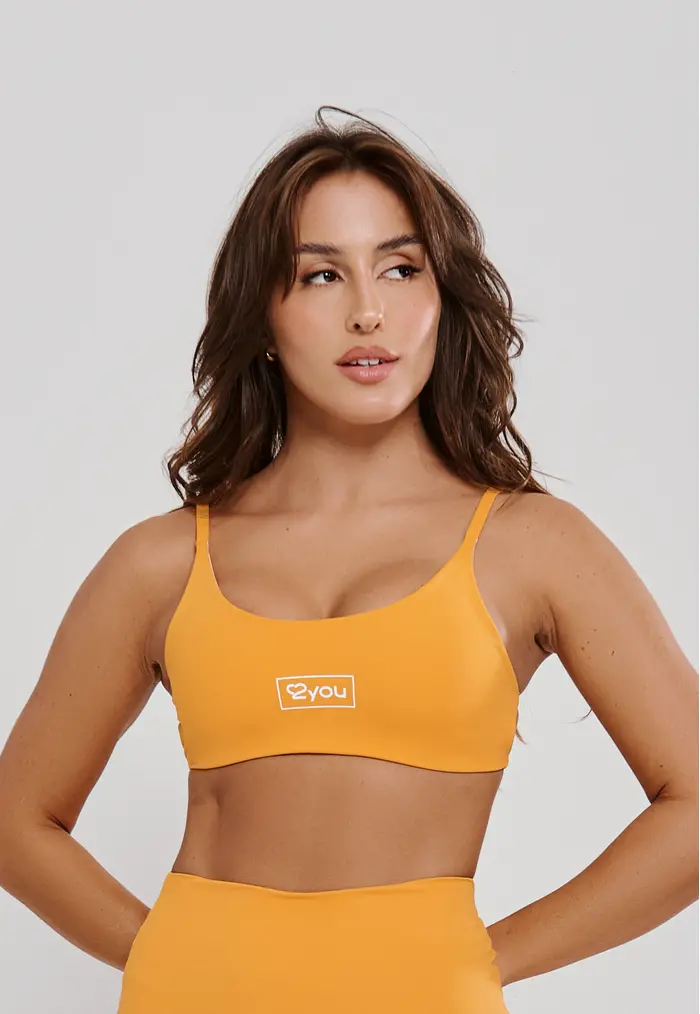 TOP FITNESS FEMININO CLEAN GIRL COSTA ABERTA POLIAMIDA - LARANJA AMBAR
