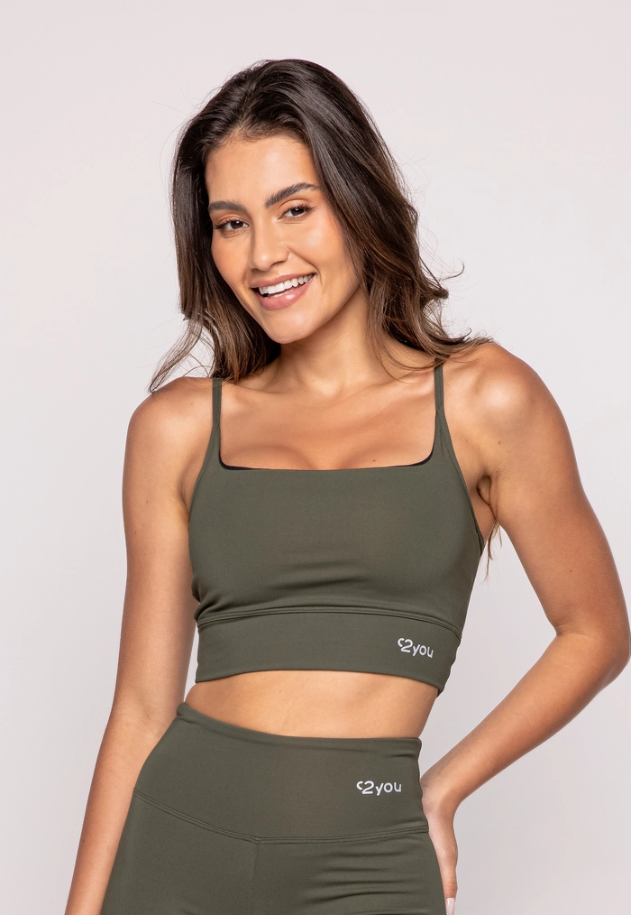 TOP DECOTE QUADRADO VERDE ELITE - POLIAMIDA