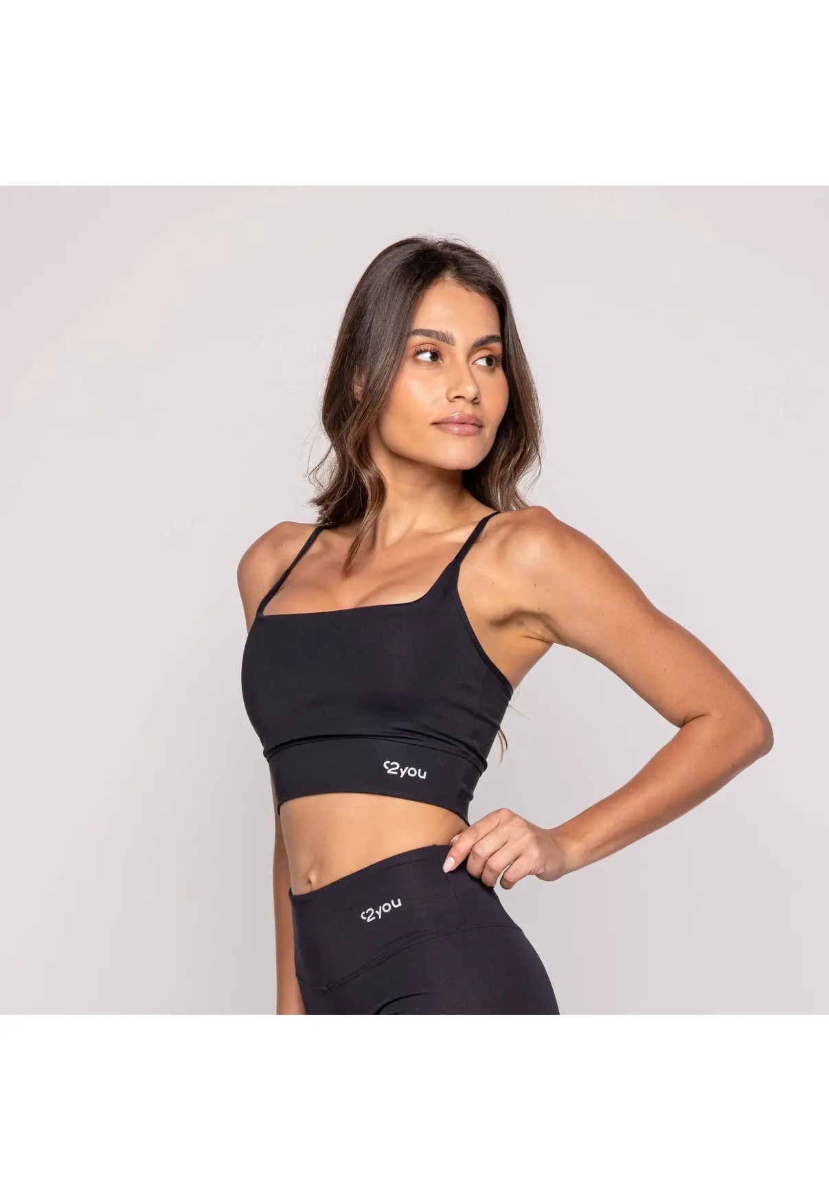 TOP DECOTE QUADRADO PRETO - POLIAMIDA