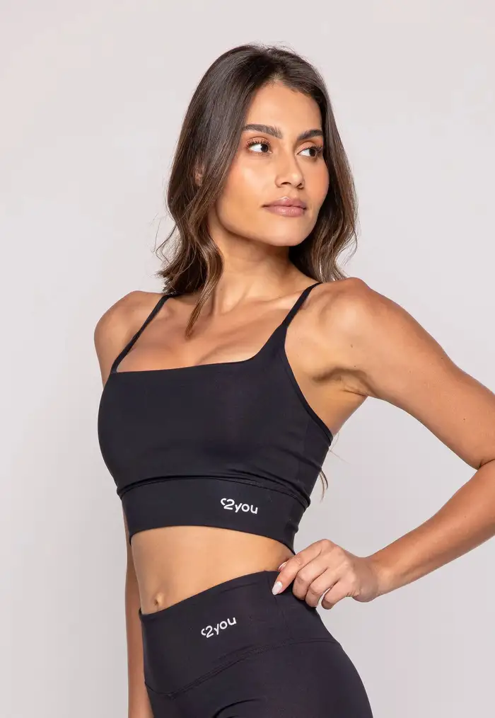 TOP DECOTE QUADRADO PRETO - POLIAMIDA