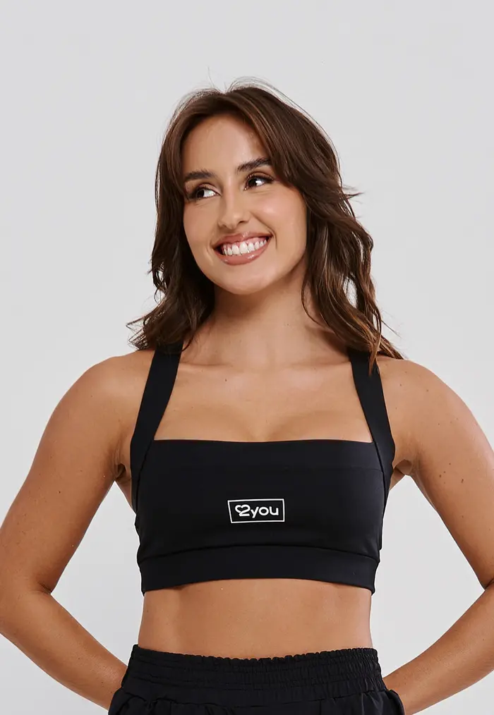TOP FITNESS FEMININO SILK 2YOU POLIAMIDA- PRETO