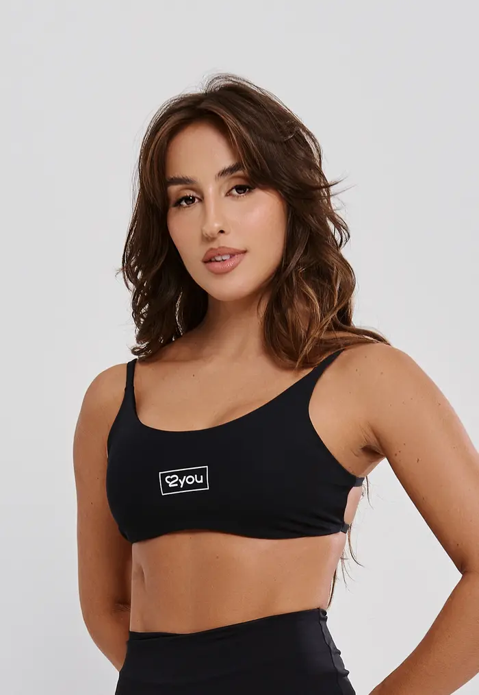 TOP FITNESS FEMININO CLEAN GIRL COSTA ABERTA POLIAMIDA - PRETO