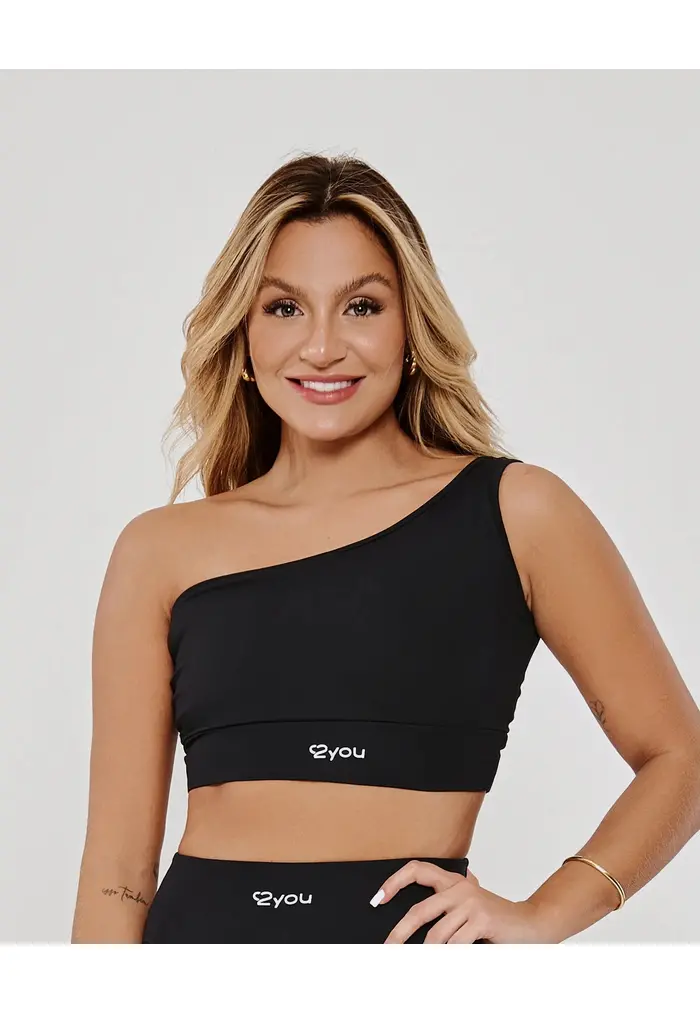 TOP UM OMBRO PRETO- POLIAMIDA FIO DUPLO