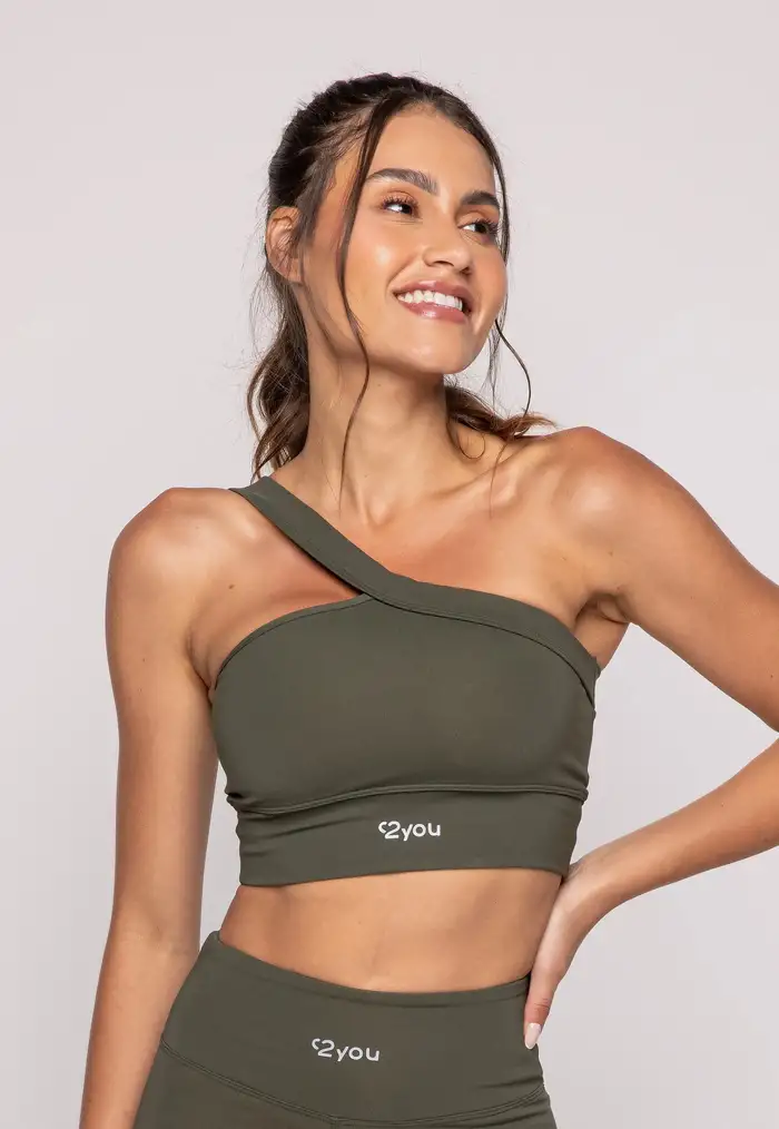 TOP OMBRO ÚNICO VERDE ELITE - POLIAMIDA
