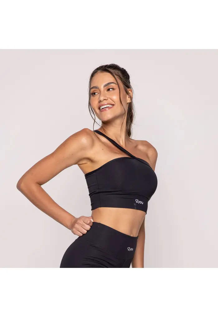 TOP OMBRO ÚNICO PRETO - POLIAMIDA